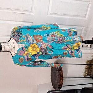 KikiSol Floral Tropical Colorful Print Resort Tunic Top size Medium Size M